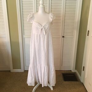 Lilly Pulitzer Lantana Flutter Sleeve Eyelet White Midi Dress Size 16 NWT